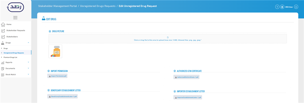 Edit Unregistered Drug Request